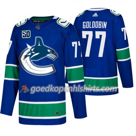 Vancouver Canucks Nikolay Goldobin 77 50th Anniversary Adidas 2019-2020 Blauw Authentic Shirt - Mannen